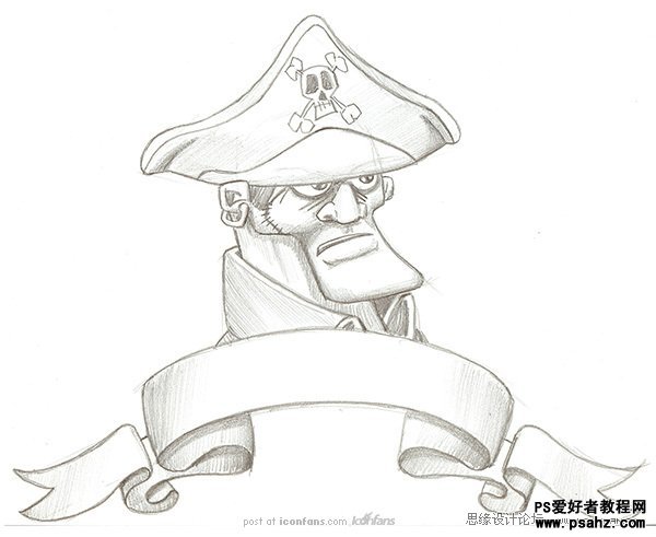 PS鼠绘卡通人物教程实例：绘制可爱的卡通海盗船长