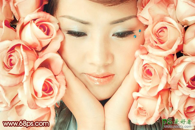 photoshop调出粉红玫瑰色漂亮美女个人写真照