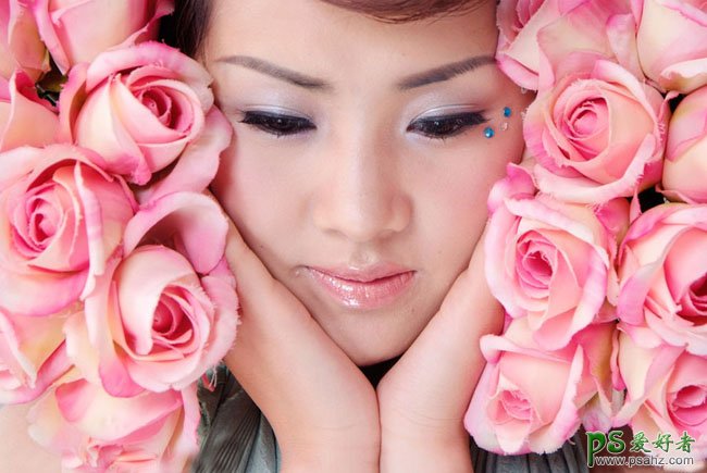photoshop调出粉红玫瑰色漂亮美女个人写真照