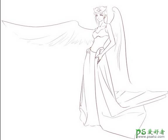 PS鼠绘教程:手绘漂亮的卡通天使少女插画实例