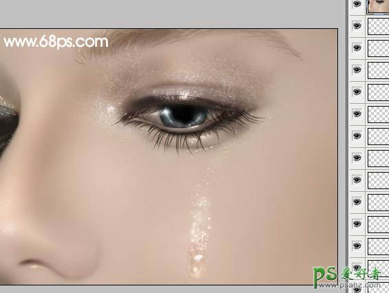 PS鼠绘教程：绘制漂亮美女流泪的特写镜头实例教程