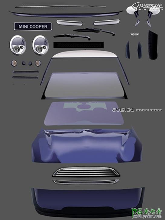 PS鼠绘教程：教你简单鼠绘漂亮的小汽车，鼠绘一辆可爱的蓝色小汽