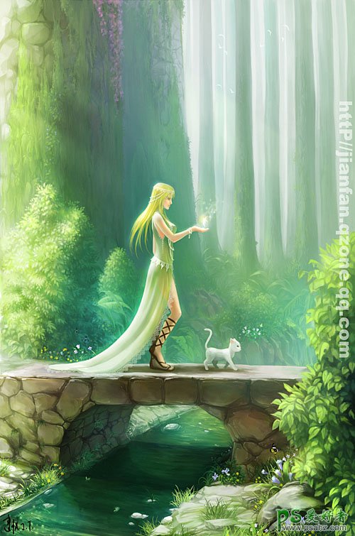PS鼠绘教程：绘制梦幻仙境森林漫步的少女魔法师，梦幻少女艺术插