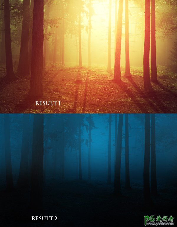 Photoshop笔刷+图层混合模式制造光芒四射的清晨森林唯美壁纸