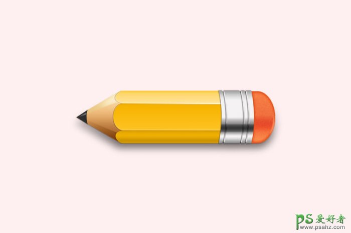 Photoshop手绘一只可爱逼真的铅笔失量图素材，胖胖的铅笔图标