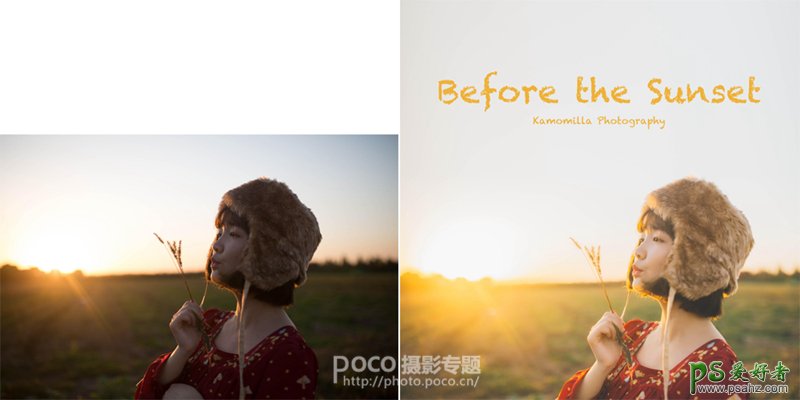 PS美女照片后期美化教程：给秋季风景中的妹子照片调出温暖的色彩
