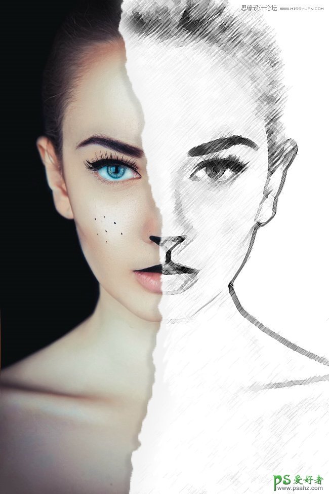 学习用photoshop软件给美女人物头像制作出个