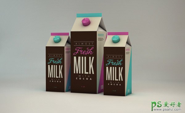 小清新风格的牛奶包装盒设计效果图，牛奶产品包装设计作品欣赏。