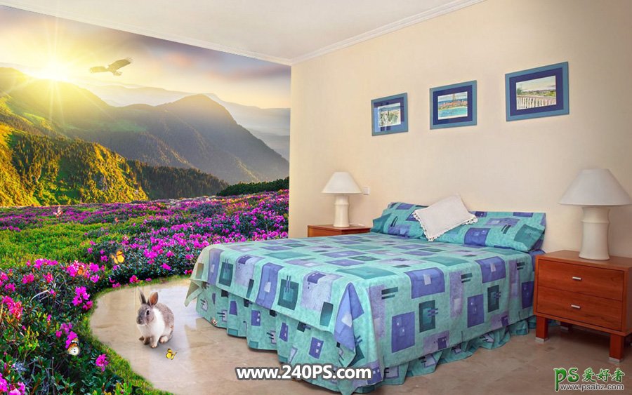 Ps创意合成与大自然溶为一体的卧室，带给你一个梦幻意境的卧室。