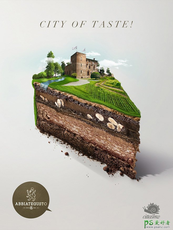 一组立体感极强的生态场景海报作品，创意立体剖面景观场景图片。