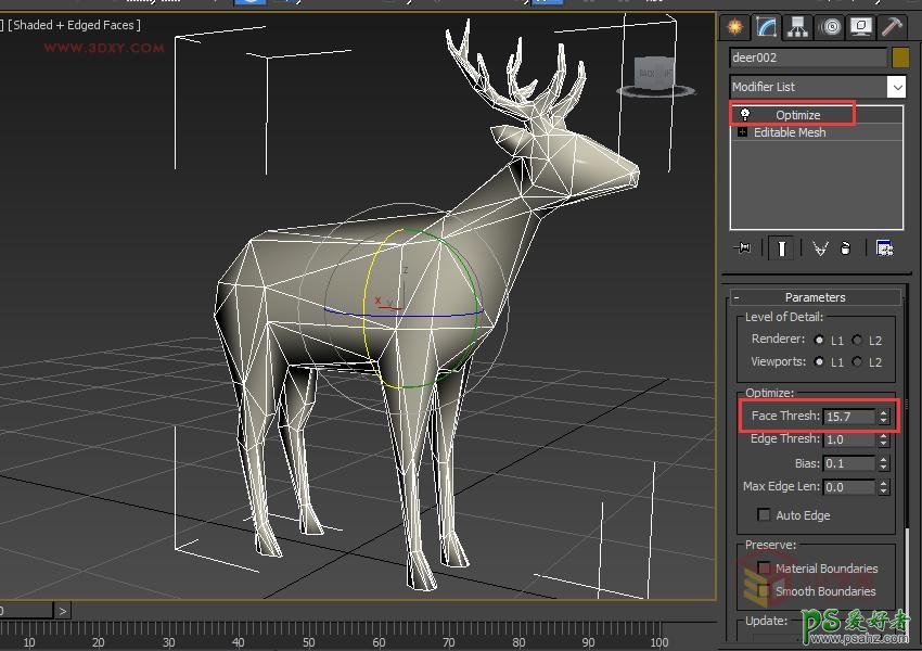 3DSMAX制作低多边形网格风格的梅花鹿动物模型，网格特效的麋鹿。