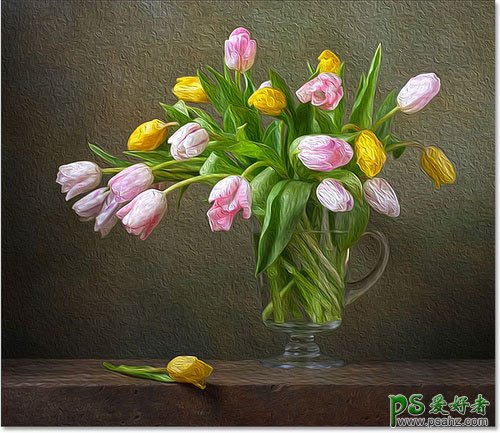 学习用PS油画滤镜工具给花卉图片制作出漂亮质感的油画效果。