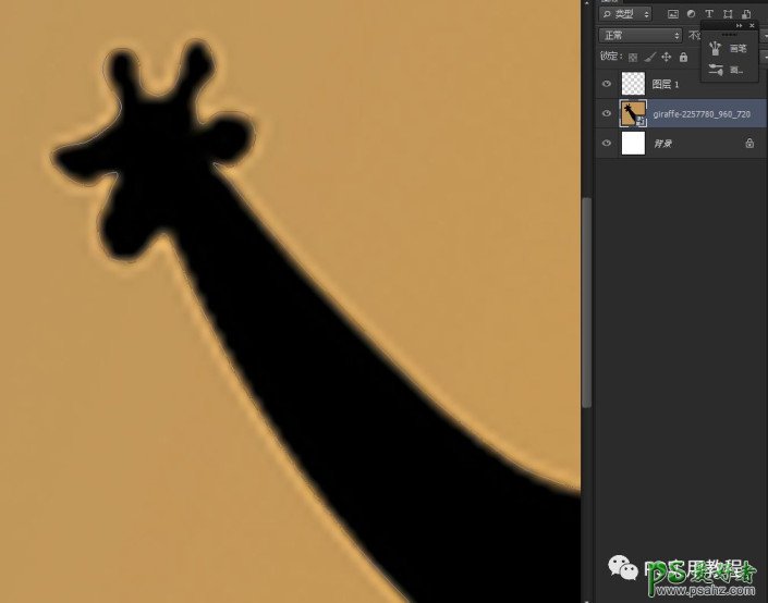Photoshop给长颈鹿照片制作出多层次感的剪影效果。
