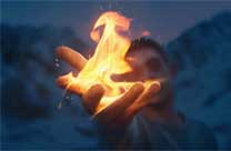 PS特效教程：学习制作魔法烈焰手特效场景,火焰手掌特效图片。