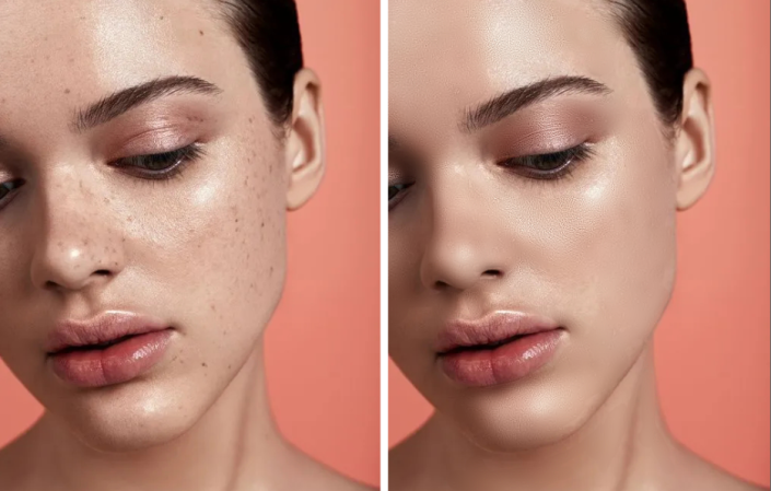 PS人物磨皮教程：利用高斯模糊滤镜给少女脸部进行光滑磨皮。