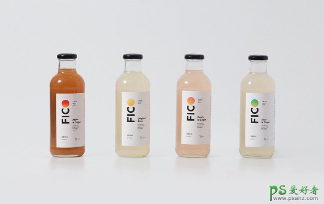 简约大气的姜汁饮料包装设计，FICO姜汁饮料宣传设计。